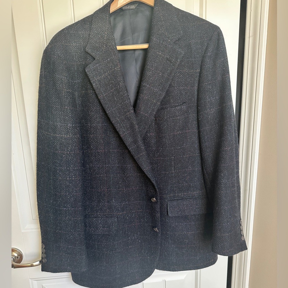 Ralph Lauren Wool Charcoal Herringbone Blazer. 46R